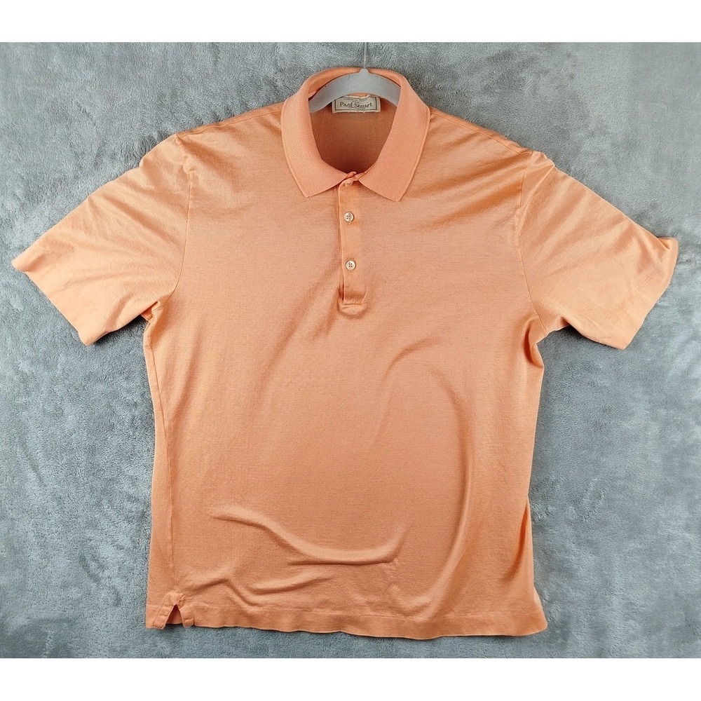 Paul‎ Stuart Polo Shirt Mens XL Orange Made in Italy Short Sleeve Knit Golf
